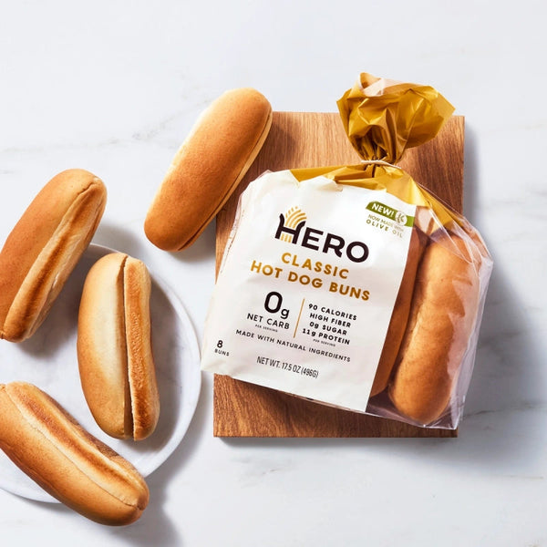 Hero Zero Net Carb Classic Hot Dog Buns, 8 buns