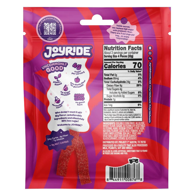 Joyride Sour Strawberry Strips, 3.5 oz