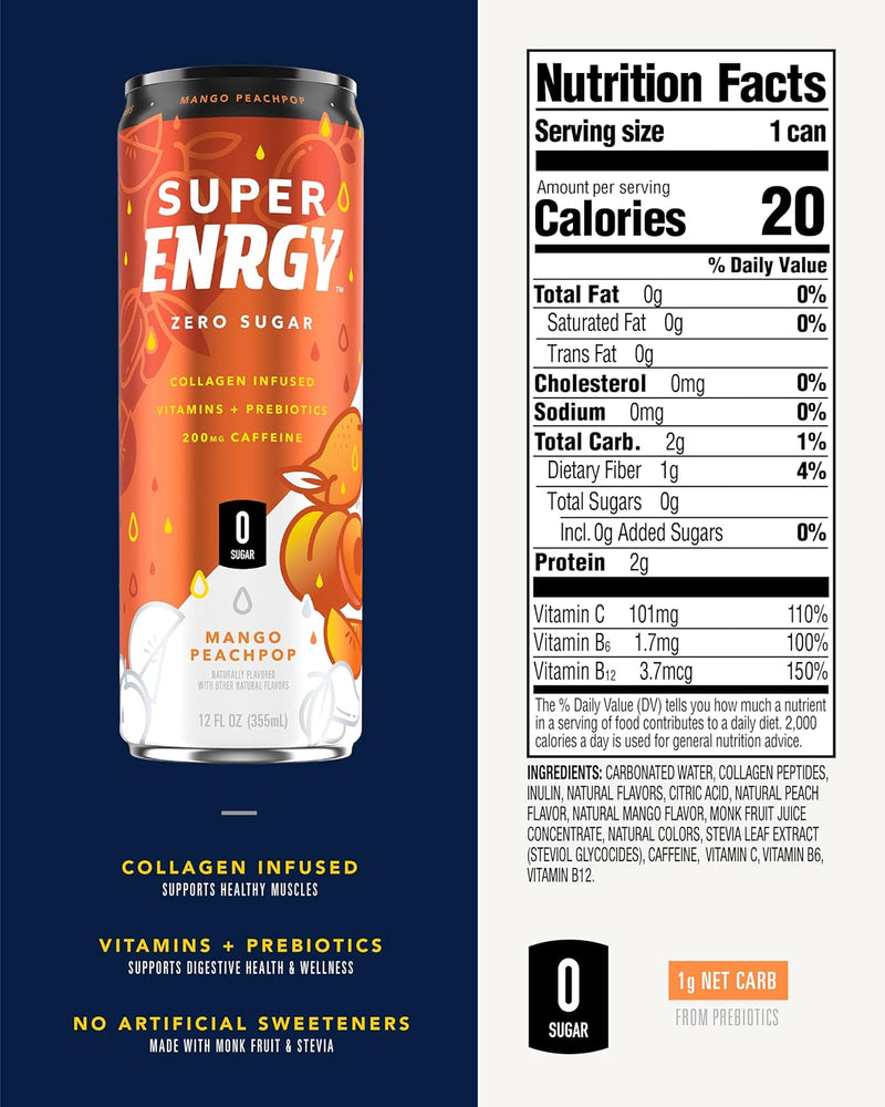 Kitu Super Enrgy Zero Sugar Energy Drink, 12 oz