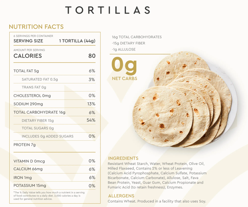 Hero Zero Net Carb Flour Tortillas, 6 tortillas