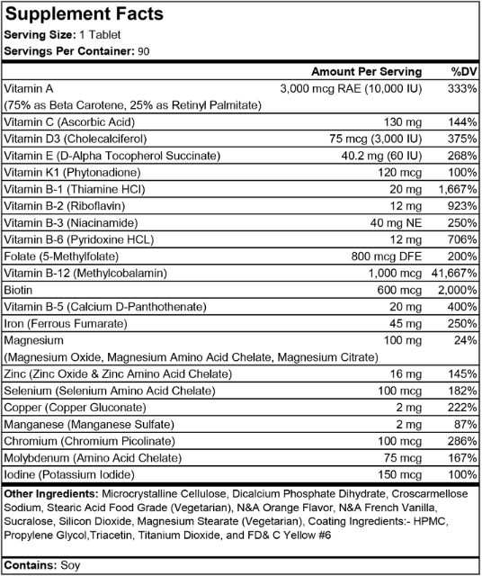 ProCare Health Easy to Swallow Bariatric Multivitamins Tablets with 45mg Iron - Citrus Grove