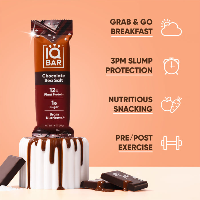 IQBar Vegan and Keto Protein Bars - Chocolate Sea Salt