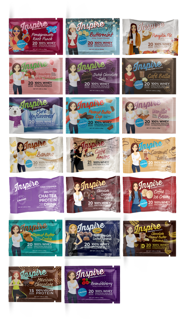 Inspire Single Serve Protein Powder by Bariatric Eating - 20 Flavor Variety Pack!