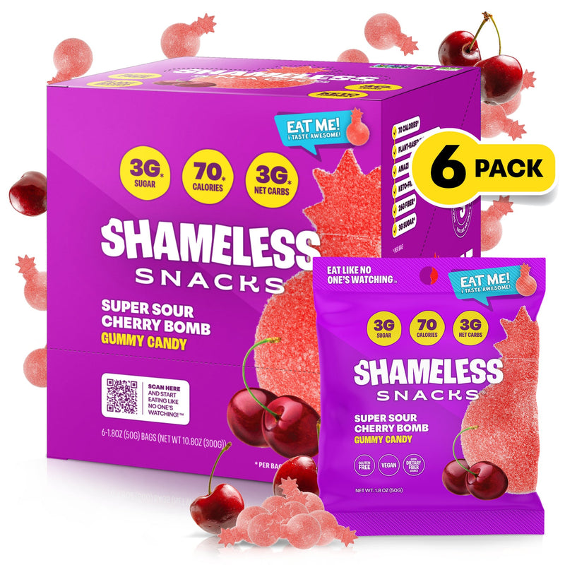 Shameless Snacks Gummy Candy - Super Sour Cherry Bomb