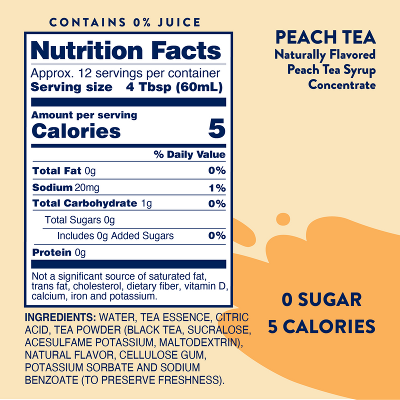 Jordan's Skinny Mixes Sugar Free Peach Tea Syrup Concentrate