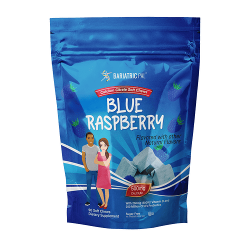 BariatricPal Sugar-Free Calcium Citrate Soft Chews 500mg with Probiotics - Blue Raspberry (NEW!)