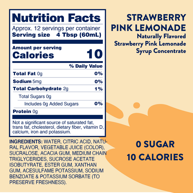 Jordan's Skinny Syrups Sugar Free Strawberry Pink Lemonade Syrup Concentrate