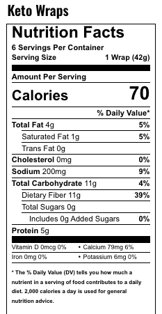Toufayan Bakeries Keto Wraps