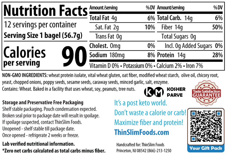 ThinSlim Foods Love the Taste Zero Carb Bagels