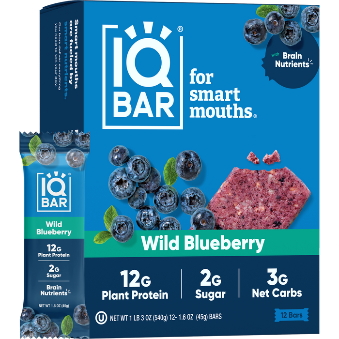 IQBar Vegan and Keto Protein Bars - Wild Blueberry