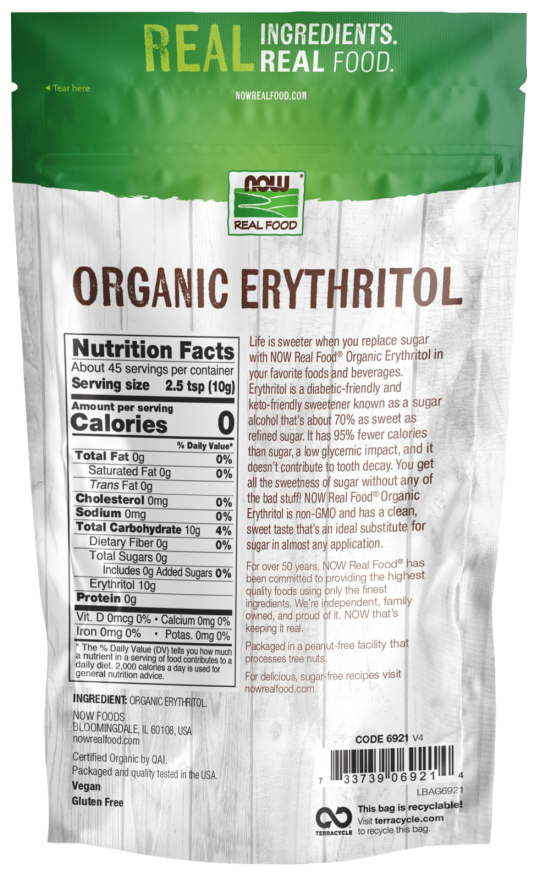 NOW Erythritol Granular, Organic 1 lb.