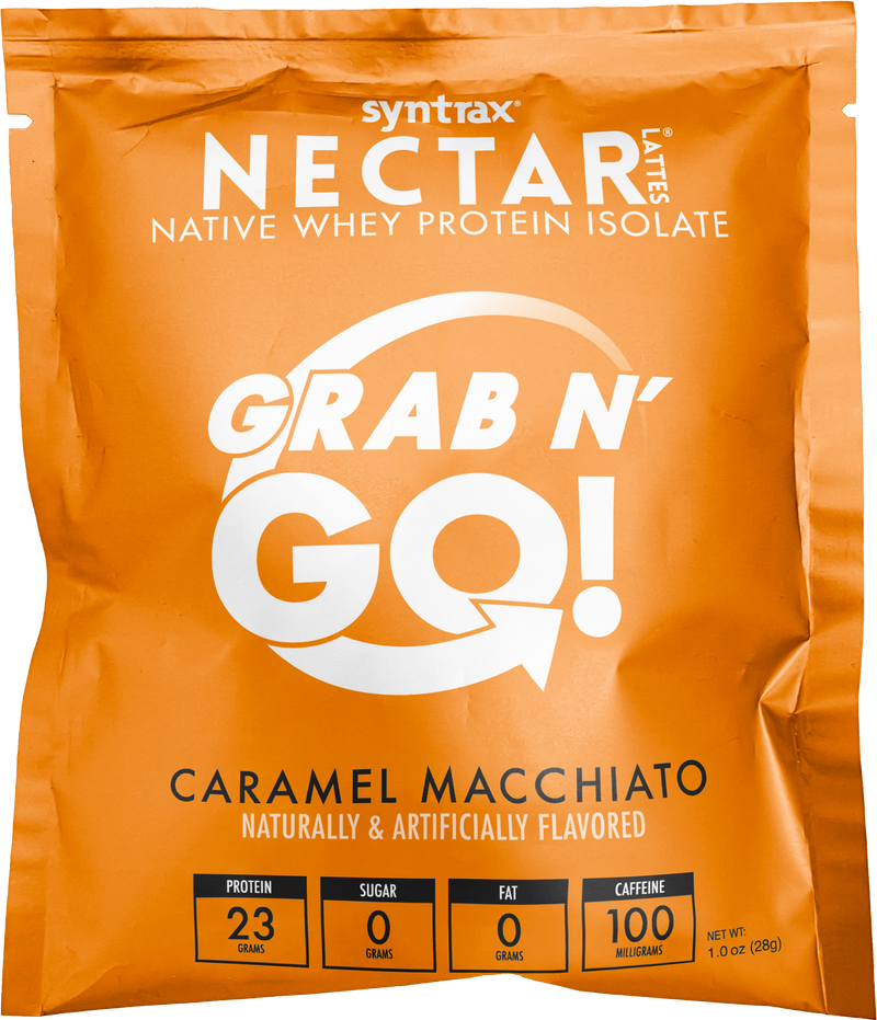 Syntrax Nectar Protein Powder Grab N' Go Box - Caramel Macchiato (12 Servings)