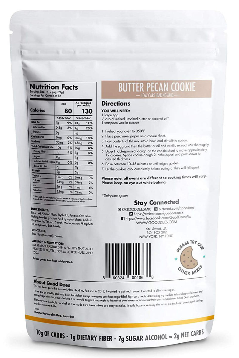 Good Dee's Low Carb Butter Pecan Cookie Baking Mix 8.75 oz 