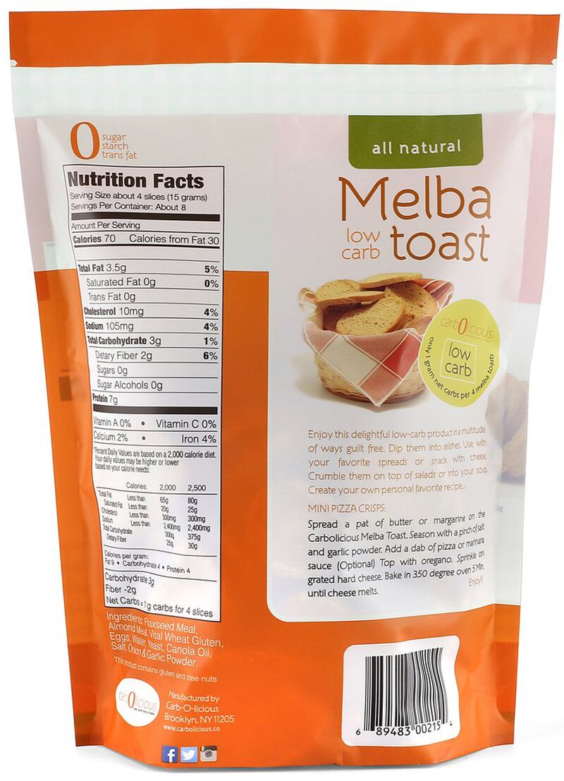 Carbolicious Low Carb Melba Toast