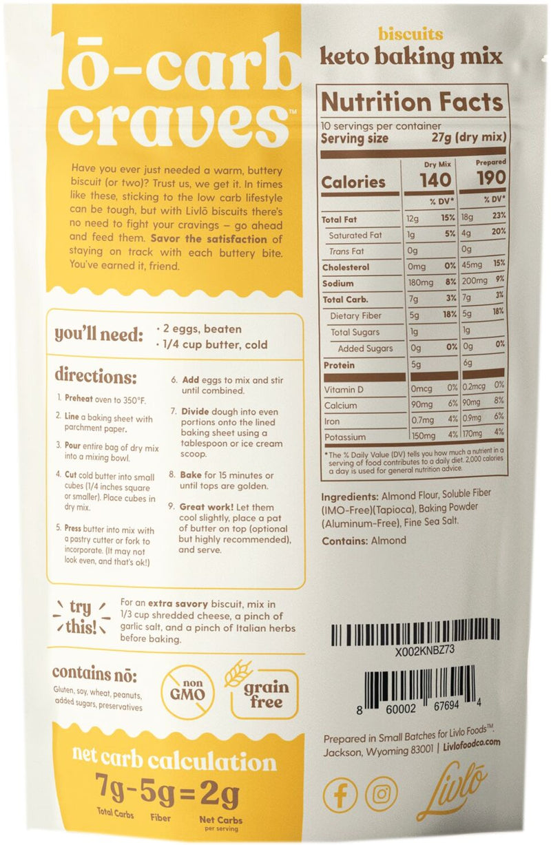 Livlo Keto Biscuits Baking Mix 9.4 oz 