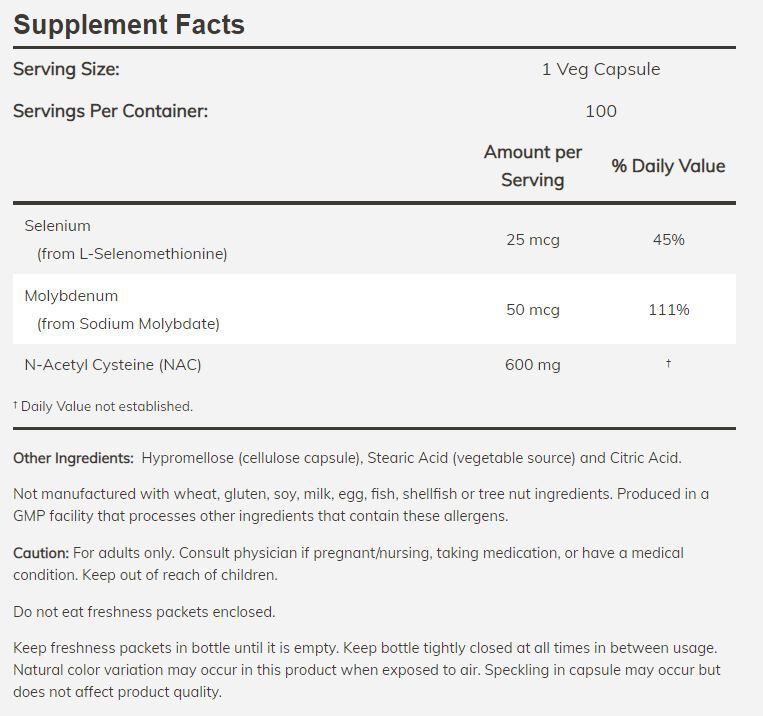 NOW NAC (N-Acetyl-Cysteine)