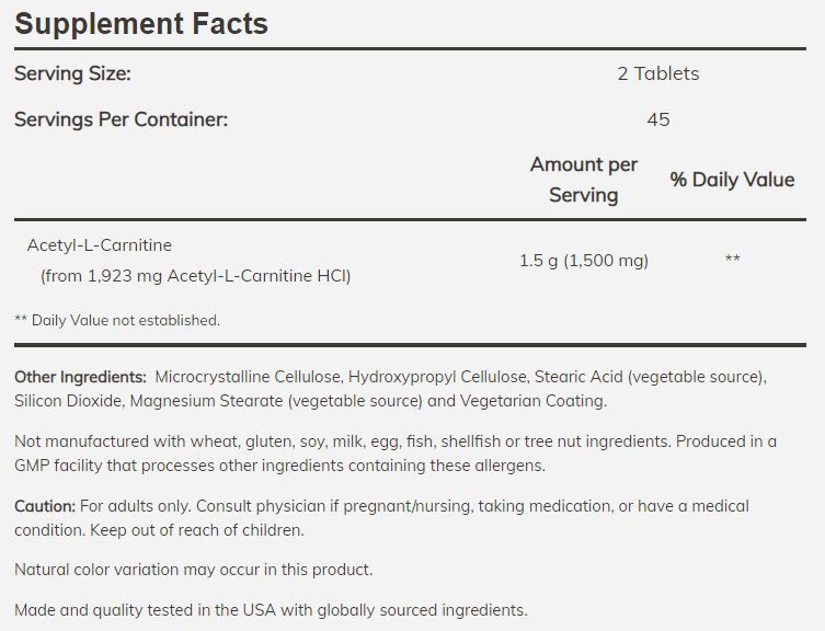 NOW Acetyl-L-Carnitine