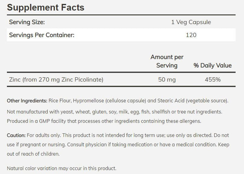 NOW Zinc Picolinate