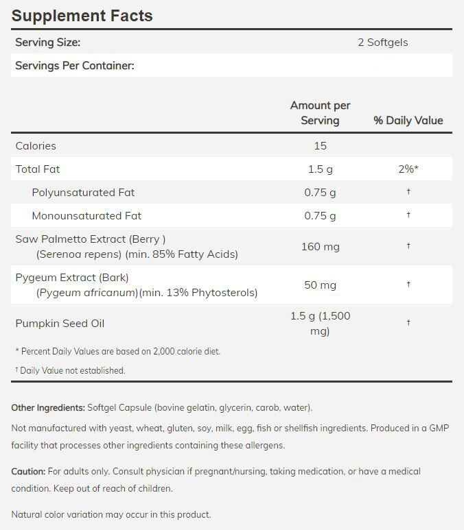 NOW Pygeum & Saw Palmetto 120 softgels 