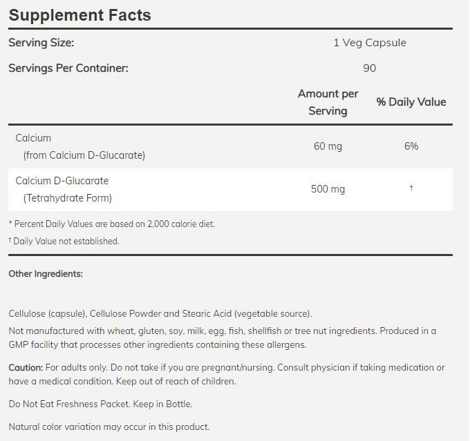 NOW Calcium D-Glucarate 90 veg capsules 