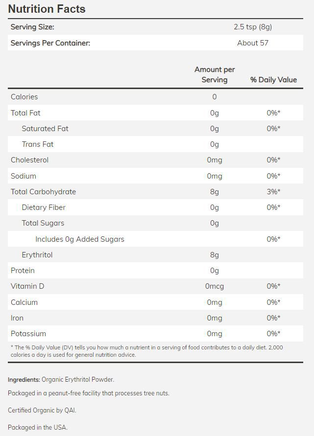 NOW Erythritol, Confectioner's Powder, Organic 1 lb. 