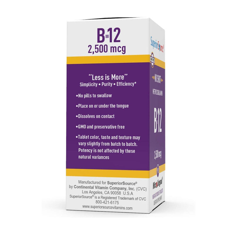 Superior Source No Shot Methylcobalamin B-12 2500 mcg MicroLingual® Instant Dissolve Tablets 