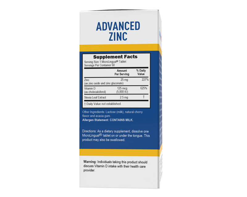 Superior Source Advanced Zinc 25mg with Vitamin D3 5,000IU MicroLingual® Instant Dissolve Tablets 