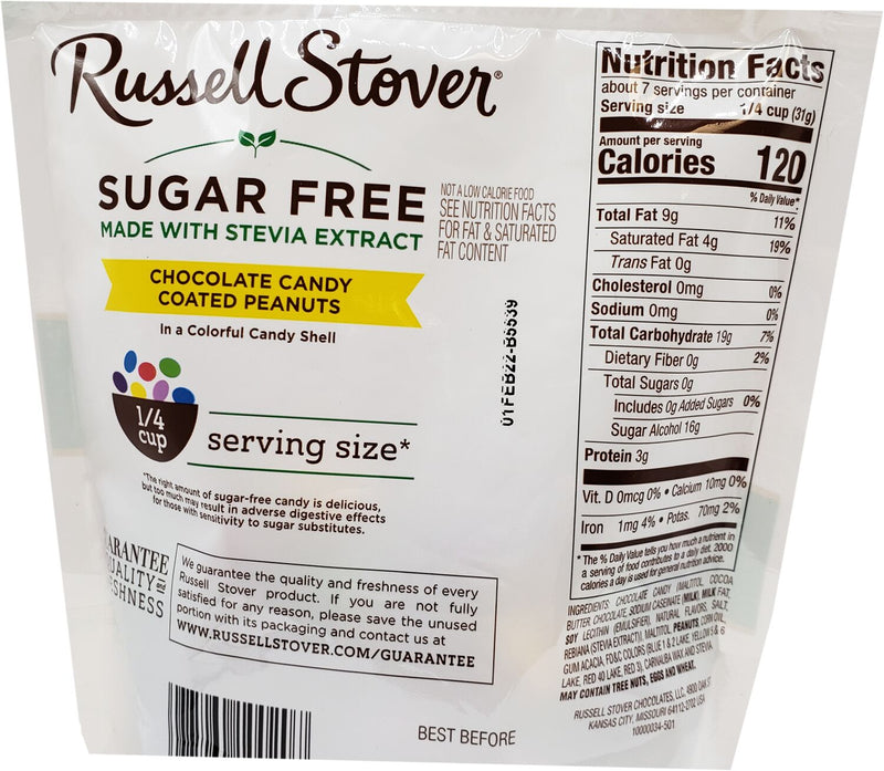 Russell Stover Sugar Free Chocolate Candy Coated Peanuts 7.5 oz