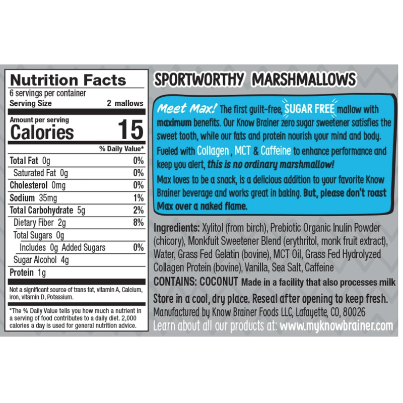 Know Brainer Foods Max Mallow Sugar Free Marshmallows