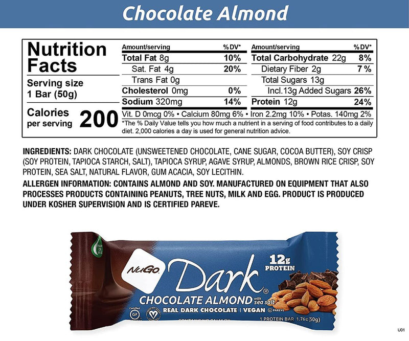 NuGo Dark Bars, 12 Bars