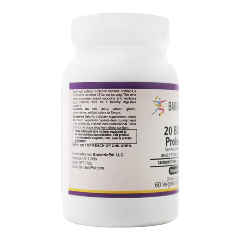 BariatricPal Prebiotic & Probiotic 20 Billion CFU Gastrointestinal & Immune Health Capsules with FiberAid™