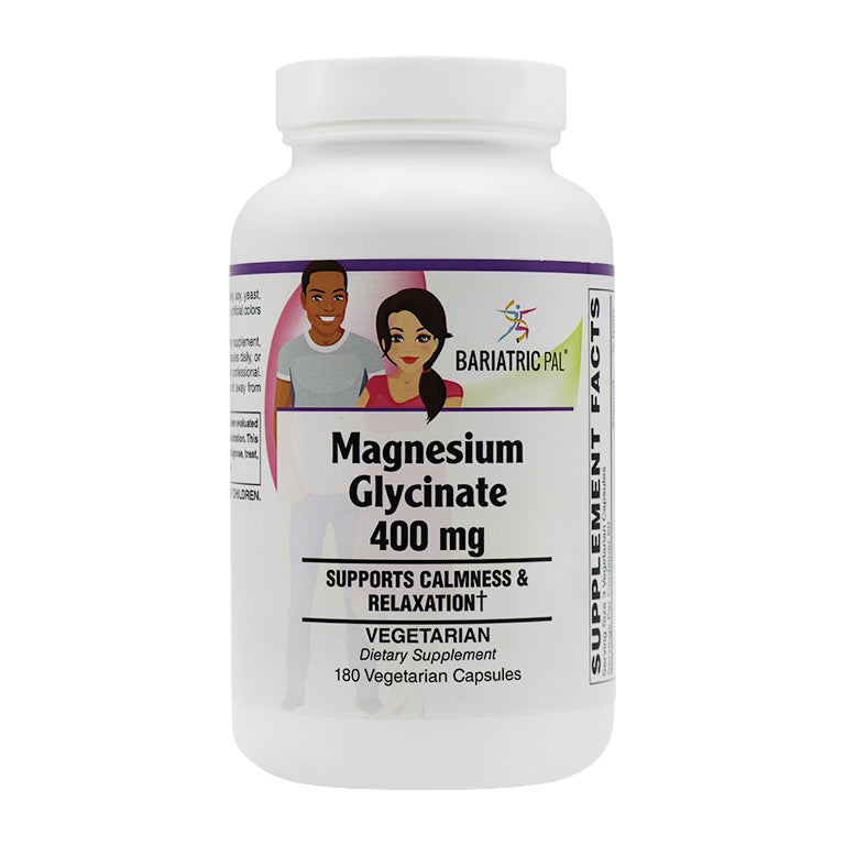 BariatricPal Magnesium Glycinate (400mg) Vegetarian Capsules - Supports Calmness & Relaxation