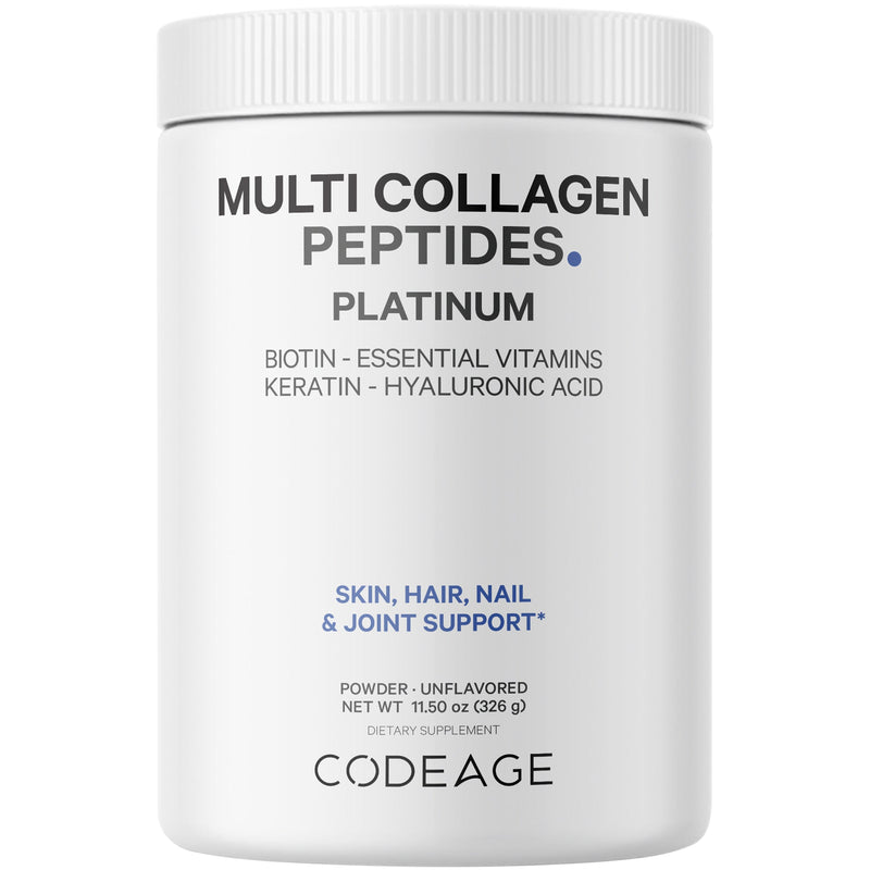 Multi Collagen Peptides Powder with Biotin Keratin Hyaluronic Acid for Hair Skin Nails & Joints by Codeage
