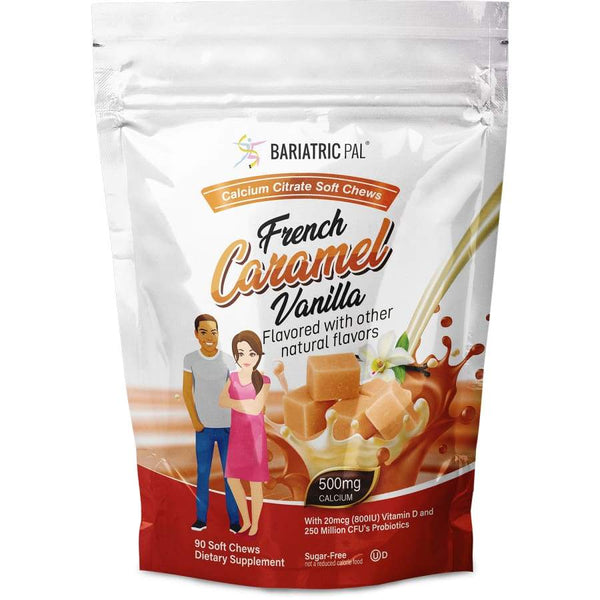 BariatricPal French Vanilla Caramel Sugar-Free Calcium Citrate Soft Chews 500mg with Probiotics - 90ct - Calcium