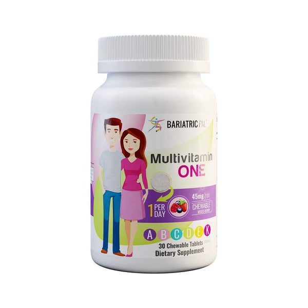 BariatricPal Multivitamin ONE 1 per Day! Bariatric Multivitamin Chewable with 45mg Iron - 30-Day Supply - Multivitamins