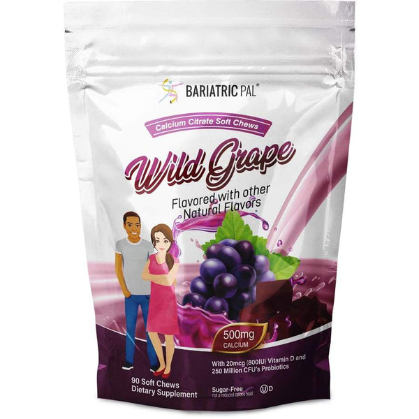 BariatricPal Sugar-Free Calcium Citrate Soft Chews 500mg with Probiotics - Wild Grape - 90ct - Calcium