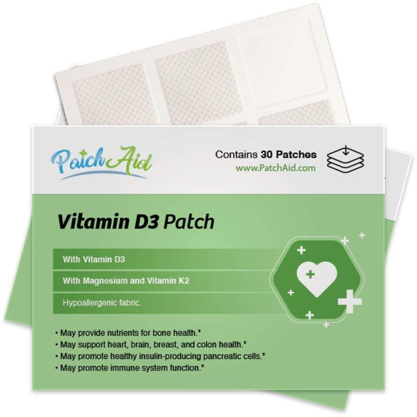 Vitamin D3 with K2 Vitamin Patch by PatchAid - 30-Day Supply - Vitamin Patch